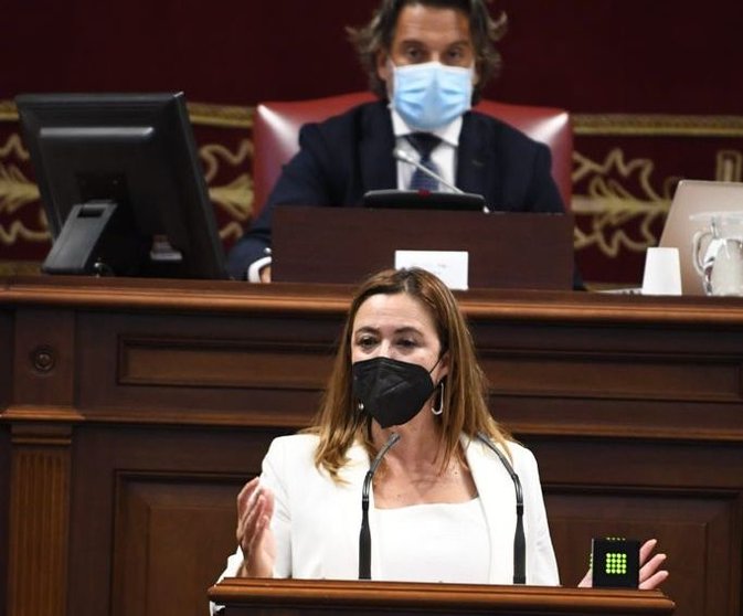 María Dolores Corujo durante su intervención este miércoles en el Parlamento autonómico.