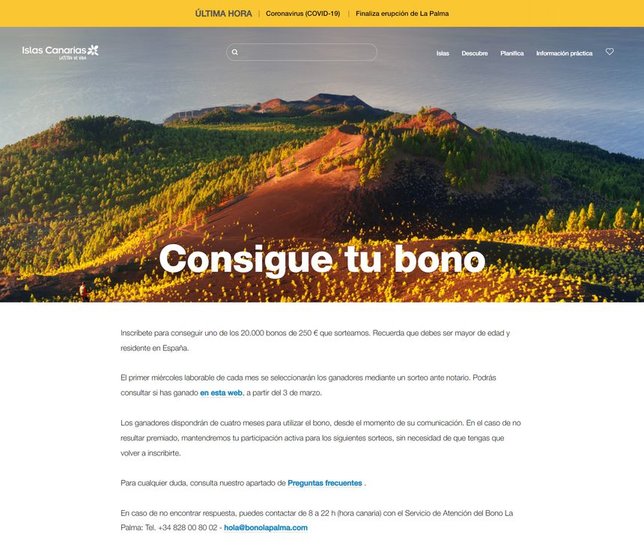 Campaña de bonos en La Palma para los residentes en España.