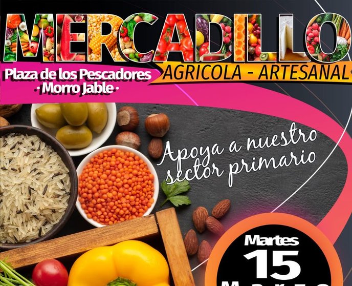 Cartel del Mercadillo Agrícola y Artesanal de Morro Jable.