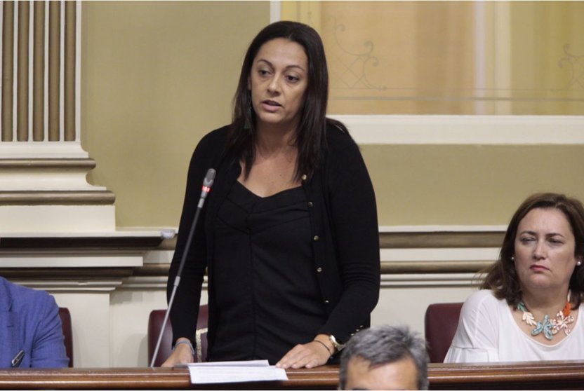Nereida Calero en el Parlamento de Canarias.