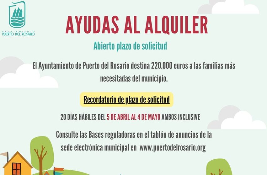 Cartel de Ayudas al Alquiler de Puerto del Rosario.